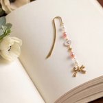 Personalised Pearl Bow Beaded Charm Bookmark with Initial Birthday Gift for Book Lovers Bookworms