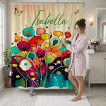 Personalizzato acquerello fiore tenda da doccia con il nome e 12 ganci bagno Decor Compleanno regalo di inaugurazione per la famiglia amico
