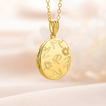 Personalized Dainty Birth Flower Initial Photo Locket Necklace with Engraved Text Birthday Anniversary Mother's Day Gift for Mom Grandma Woman