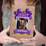 Gepersonaliseerde Ster Ballon Afstuderen Foto PU Leren Notitieboekje met School Naam en Naam Afstudeerceremonie Gift voor Klas van 2026 Afgestudeerden