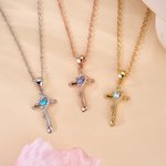 Personalizado Corazón Piedra de Nacimiento Estilo Cruz Collar Dainty Joyería Aniversario Día de la Madre Cumpleaños Regalo para Mujer Mamá Abuela