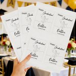 Personalized Simple Line Graduation Cap Waterproof Wine Stickers Labels with Name and Year Graduation Party Gift for Master PhD Graduates