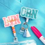 Personalized Multi-Color Tassel Beads Nurse Badge Reel with Name Nurse Clinic Use Birthday Gift for Nurse Medical Staff