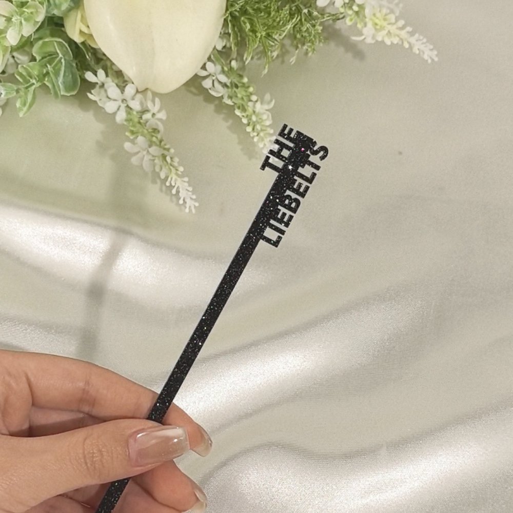Personalised Multicolour Glitter Drink Signature Cocktail Stirrer Stick Bar Decor Party Wedding Gift 5