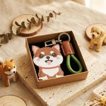 Personalized Cute Dog PU Leather Charm Keychain with Name Daily Use Birthday Gotcha Day Memorial Gift for Pet Lover Owner