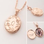 Personalizada delicada Flor de Nacimiento Inicial Foto Relicario Collar con texto grabado Cumpleaños Aniversario Día de la Madre Regalo para Mamá Abuela Mujer