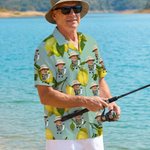 Chemise Personnalisée avec Portrait Photo et Icône de Personnage Style Hawaïen Thème Citron Cadeau Anniversaire pour Famille Amis Amateur de Voyage
