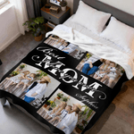 Personalized Best Mom I Love You Ever Soft Throw Blanket with Name and 4 Photos Home Decor Mother's Day Birthday Gift for Mom