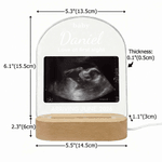 Personalised Pregnant Baby Ultrasound Photo Acrylic Night Light with Name and Wooden Base Birthday Mother's Day Gift for New Moms Expectant Father