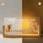 Personlig Highland Cow Family LED-nattlampa med namn och träsockel Heminredning Mors dag Fars dag Present till mamma pappa
