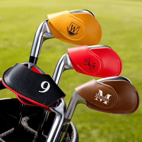 Couvre club de golf magnétique en cuir PU monogrammé Multicolore Outils de golf Anniversaire Fête des pères Cadeau pour l'amateur de golf