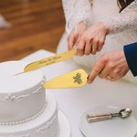 Personalised Initial Cake Knife and Server Set with Name and Date Wedding Engagement Gift for Couple