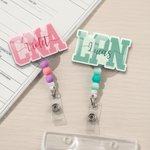 Personalized Multi-Color Tassel Beads Nurse Badge Reel with Name Nurse Clinic Use Birthday Gift for Nurse Medical Staff