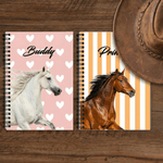 Personalised Multi-Colour Heart Hoof Pattern Horse Photo Notebook with Name Writing Use Anniversary Gift for Horse Lovers Writing Enthusiasts
