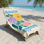 Personalisiertes Mehrfarbiges Blumen Strandtuch mit Namen Schnelltrocknend Übergroß Reisezubehör Geburtstag Sommer Urlaub Party Geschenk für Damen