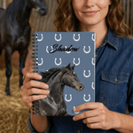 Personalised Multi-Colour Heart Hoof Pattern Horse Photo Notebook with Name Writing Use Anniversary Gift for Horse Lovers Writing Enthusiasts
