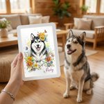 Gepersonaliseerd Fotospiegelfotolijst in aquarelstijl met naam en veranderende kleur LED Verjaardag Gedenkcadeau voor huisdiereigenaren