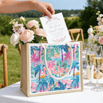 Personalisierte bunte Hand gezeichnete Palme große Kapazität Jute Tasche mit Namen und Text täglichen Gebrauch Geburtstag Geschenk für Schwester Freund