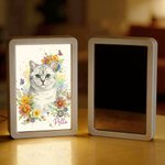 Gepersonaliseerd Fotospiegelfotolijst in aquarelstijl met naam en veranderende kleur LED Verjaardag Gedenkcadeau voor huisdiereigenaren