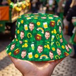 Spersonalizowane zdjęcie śmiesznej twarzy Unisex Wędkarski kapelusz plażowy Niezbędny prezent urodzinowy na Dzień Świętego Patryka dla przyjaciela rodziny