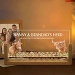 Personlig Highland Cow Family LED-nattlampa med namn och träsockel Heminredning Mors dag Fars dag Present till mamma pappa