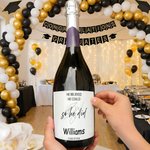 Personalized Simple Line Graduation Cap Waterproof Wine Stickers Labels with Name and Year Graduation Party Gift for Master PhD Graduates