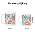 Gepersonaliseerde keramische mok met naam en garen- en haaknaaldmotief verjaardag- of Moederdagcadeau voor mama oma of breiliefhebbers