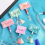 Personalized Multi-Color Tassel Beads Nurse Badge Reel with Name Nurse Clinic Use Birthday Gift for Nurse Medical Staff