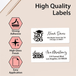 Clase personalizada de 2026 Pegatinas impermeables de diseño con el nombre de retorno de la etiqueta de dirección Celebración de la fiesta de graduación DIY Decoración para graduados