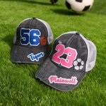 Personalized Multicolor Name Number Soccer Softball Baseball Mesh Cap Outdoor Activities Wear Game Day Birthday Gift for Ball Sports Lovers
