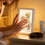 Gepersonaliseerd Fotospiegelfotolijst in aquarelstijl met naam en veranderende kleur LED Verjaardag Gedenkcadeau voor huisdiereigenaren