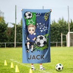 Serviette de plage surdimensionnée à séchage rapide avec nom Cadeau d'anniversaire pour les amateurs de football