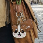 Personalised Cartoon Dog PU Leather Keychain with Name Daily Use Anniversary Birthday Gift for Pet Owners Lovers