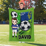 Personalisierte Multicolor Cartoon Charakter Fußball weiche Decke mit Namen Home Decor Team Geburtstag Geschenk für Fußball-Liebhaber