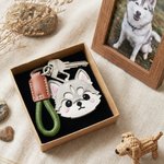 Personalised Cartoon Dog PU Leather Keychain with Name Daily Use Anniversary Birthday Gift for Pet Owners Lovers