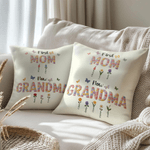 Housse d'Oreiller Personnalisée Faux Fil Effet Fleur de Naissance Première Maman Maintenant Grand-mère Housse d'Oreiller Douce avec Noms Cadeau de Fête des Mères pour Maman Grand-mère