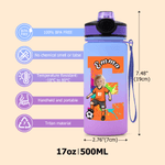 Botella de agua para niños de 17 oz con nombre e inicial para beber a diario Regalo del Día del Niño para niños y niñas