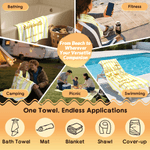 Personalisierte Champagner gestreiftes Strandtuch mit Text Ort und Datum Sommerurlaub Bachelorette Party Geburtstag Geschenk für Mädchen Brautjungfern