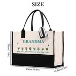 Personalised 1-8 Birth Flowers Butterfly Large Tote Bag with Names and Year Travel Accessories Mother's Day Birthday Gift for Mom Grandma