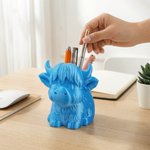 Spersonalizowany wielokolorowy przybornik na długopisy z imieniem i nazwiskiem Highland Cow do codziennego użytku Prezent urodzinowy dla miłośników Highland Cow Uczniowie Nauczyciele