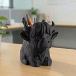 Spersonalizowany wielokolorowy przybornik na długopisy z imieniem i nazwiskiem Highland Cow do codziennego użytku Prezent urodzinowy dla miłośników Highland Cow Uczniowie Nauczyciele