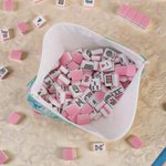 Chinoiserie personalizada con monograma Mahjong Azulejos Bolsa de maquillaje con el nombre de uso diario Mahjong Noche Regalo de cumpleaños para los jugadores de Mahjong