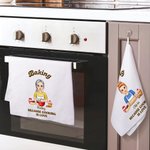 Personalized Baking Because Cooking Is Love Kitchen Character Waffle Tea Towel with Name Daily Use Birthday Gift for Her