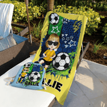 Serviette de plage surdimensionnée à séchage rapide avec nom Cadeau d'anniversaire pour les amateurs de football