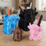 Spersonalizowany wielokolorowy przybornik na długopisy z imieniem i nazwiskiem Highland Cow do codziennego użytku Prezent urodzinowy dla miłośników Highland Cow Uczniowie Nauczyciele