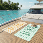 Personalisierte Champagner gestreiftes Strandtuch mit Text Ort und Datum Sommerurlaub Bachelorette Party Geburtstag Geschenk für Mädchen Brautjungfern