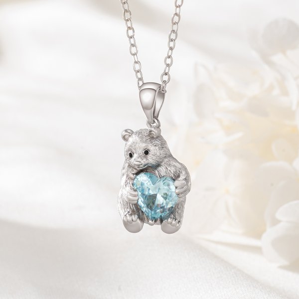 Collana personalizzata Mamma Orso con pietra di nascita Gioielli delicati Regalo di compleanno per la festa della mamma Donna