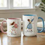Personlig födelsedagsflicka 11 oz 15 oz keramisk mugg med namn och underlägg Mors dag födelsedagspresent till mamma tjej