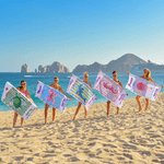 Personalized Watercolor Ocean Animal Oversized Quick Dry Beach Towel with Name and Text Summer Vacation Accessory Birthday Gift for Kids Friends Women