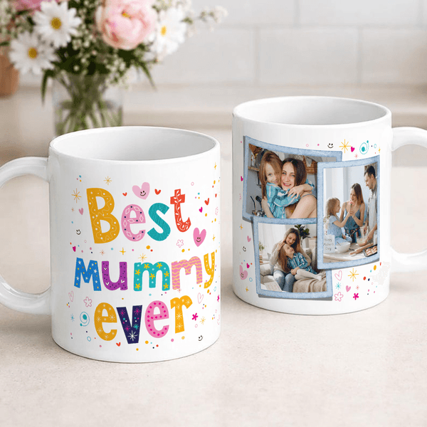 Personalised Best Mummy Ever 11/15 oz Ceramic Mug with Photo and Title Daily Use Mother's Day Birthday Gift for Mom Grandma